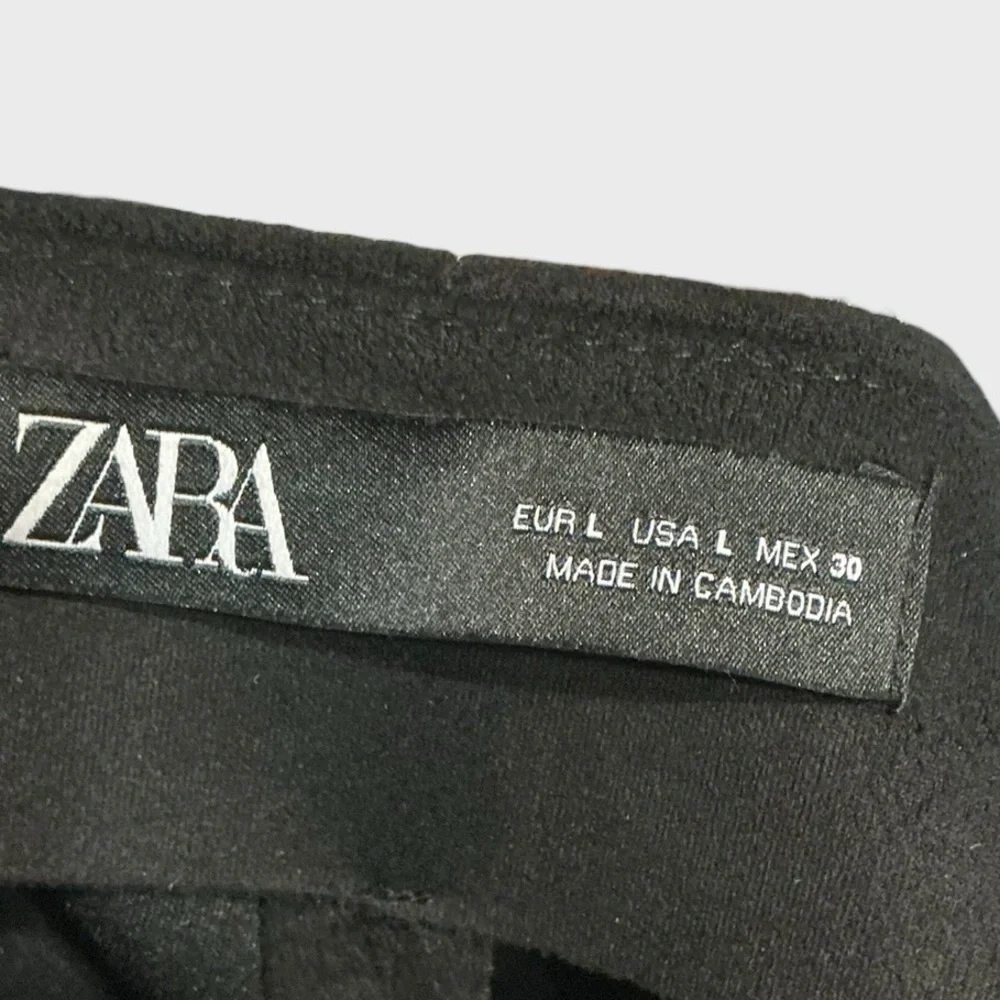 ZARA Black Faux Suede Wrap Skort Tortoise Ring Buckle Large